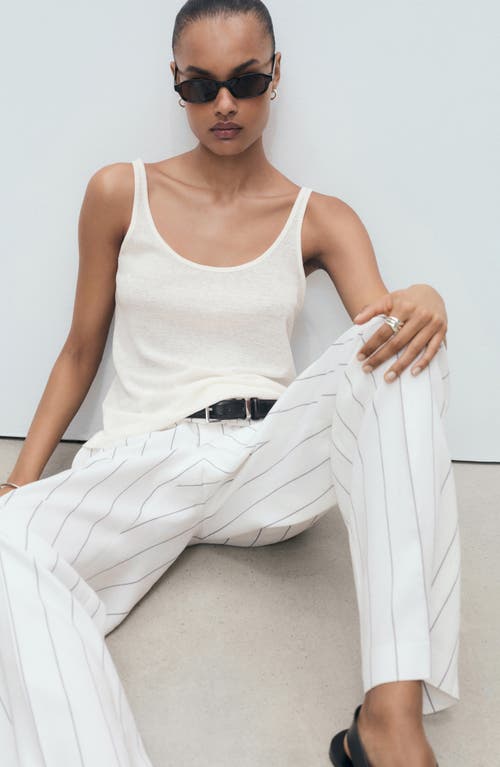 Mango Linen Tank In White
