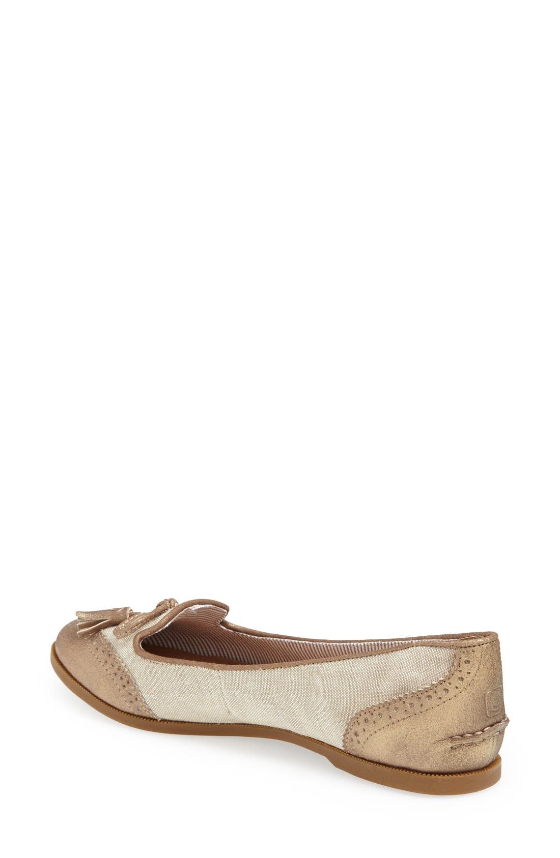 Sperry 'Harper' Leather Flat, Alternate, color, LINEN/ BRONZE