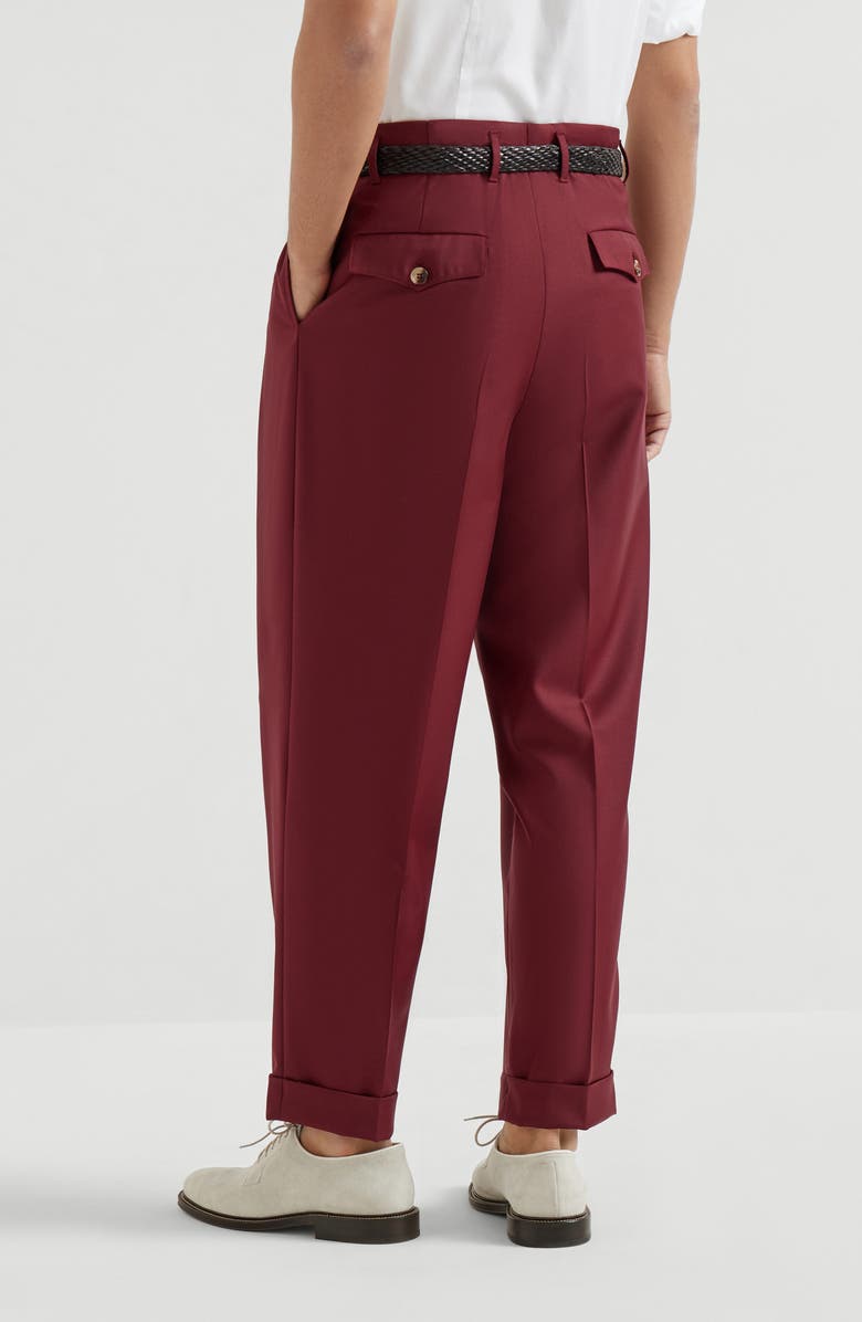 Brunello Cucinelli Virgin wool trousers, Alternate, color, Cherry