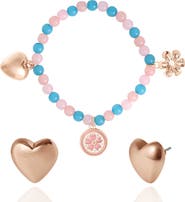 Jessica Simpson Kids Kids Pastel Beaded Bracelet & Heart Earrings Set