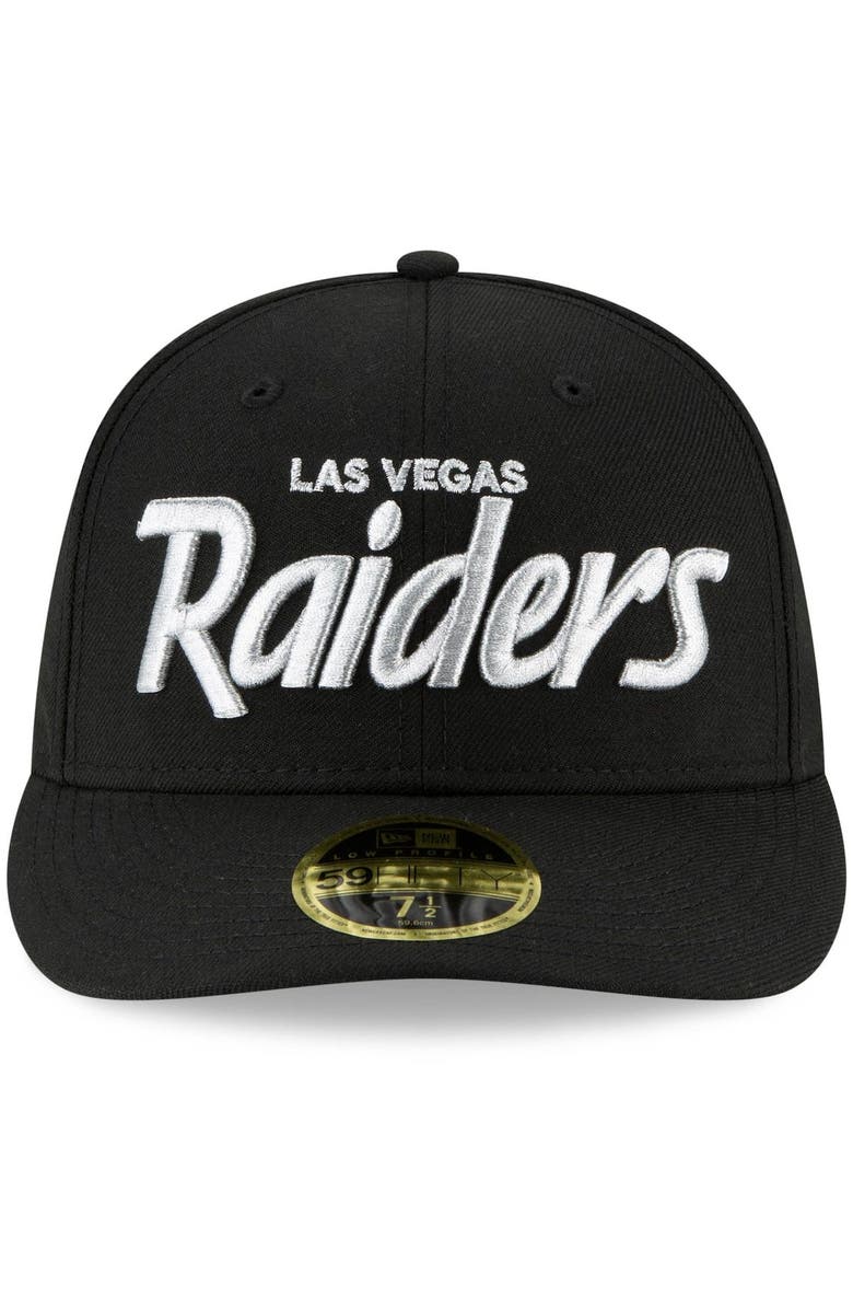 New Era Men's New Era Black Las Vegas Raiders Omaha Script Low Profile 59FIFTY Fitted Hat, Alternate, color, Black