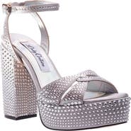 LADY COUTURE Rhinestone Platform Ankle Strap Sandal