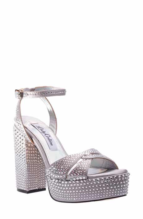 LADY COUTURE Rhinestone Platform Ankle Strap Sandal