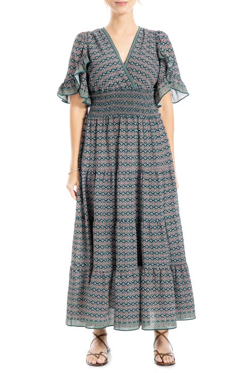 Ruffle Sleeve Tiered Maxi Dress