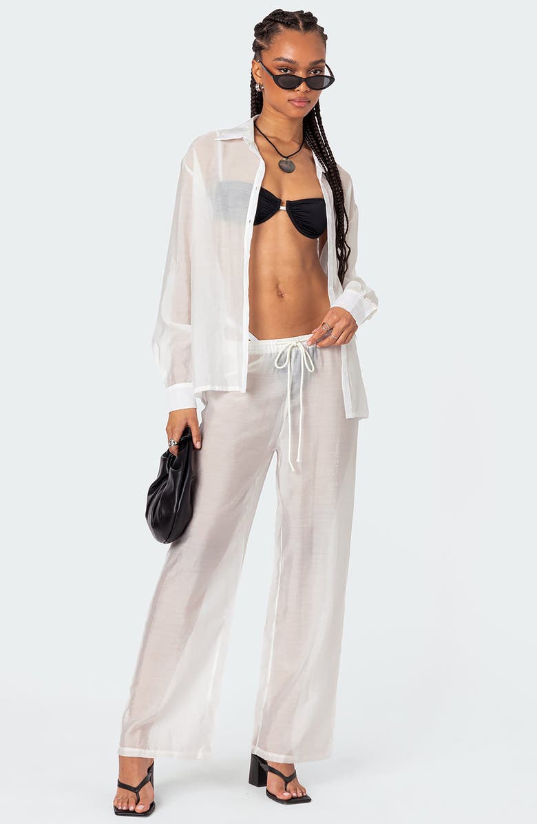 EDIKTED Breezy Sheer Cover-Up Pants, Alternate, color, 