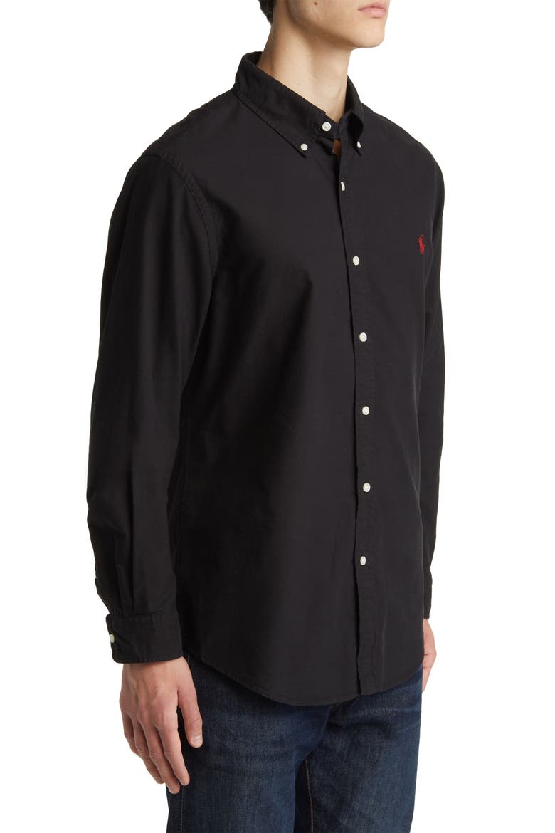 Classic Fit Garment Dyed Cotton Button-Up Shirt, Alternate, color, RL NAVY