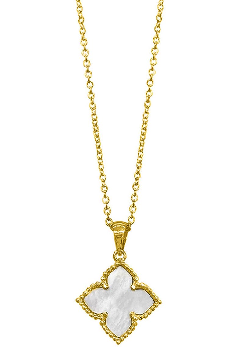 Mother of Pearl Flower Pendant Necklace, Main, color, YELLOW