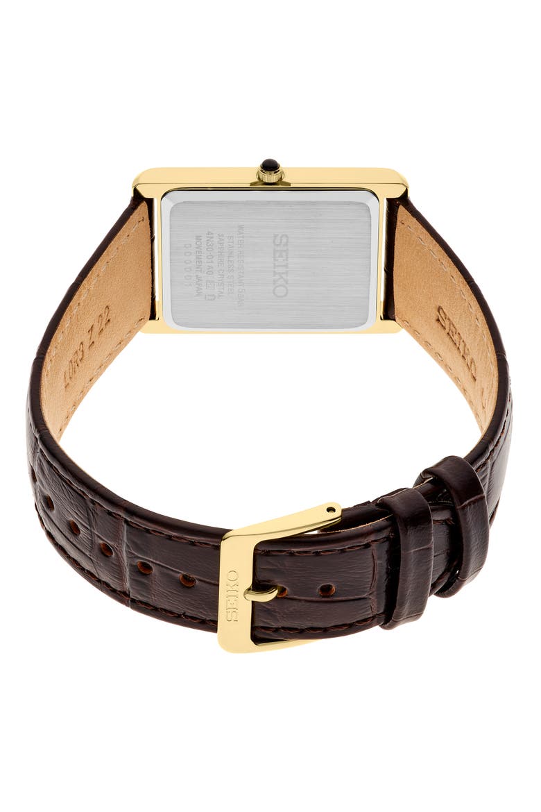 Essentials Tank Leather Strap Watch, 27.2mm x 39mm, Alternate, color, YELLOW