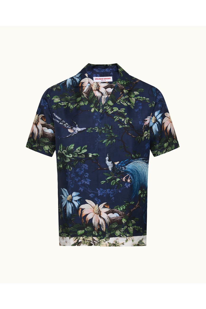 Maitan Relaxed Fit Short Sleeve Silk Blend Shirt, Alternate, color, NIGHT IRIS