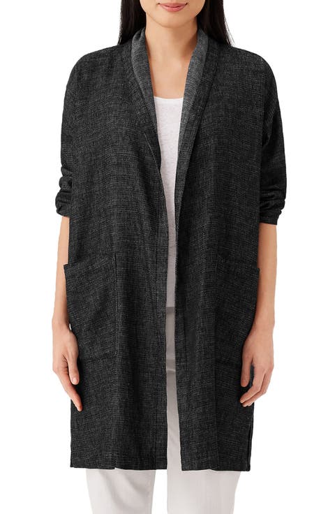 Organic Cotton & Hemp Tweed Long Coat (Regular & Petite)