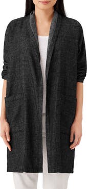 Eileen Fisher Organic Cotton & Hemp Tweed Long Coat