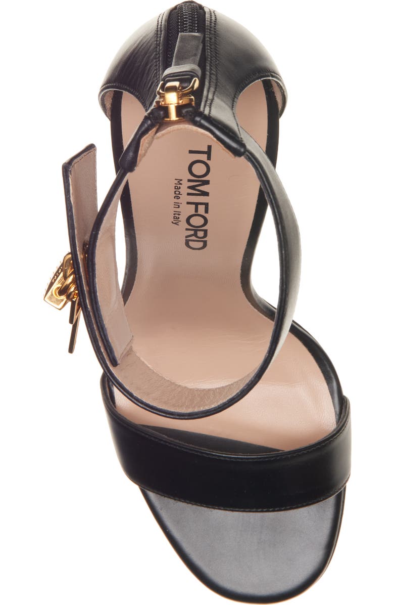 TOM FORD Padlock Ankle Strap Sandal, Alternate, color, Black