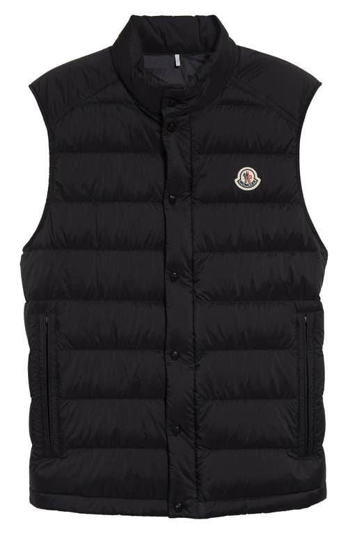 Moncler Sleeveless Quilted Coat With High Collar And Snap Closure In Black