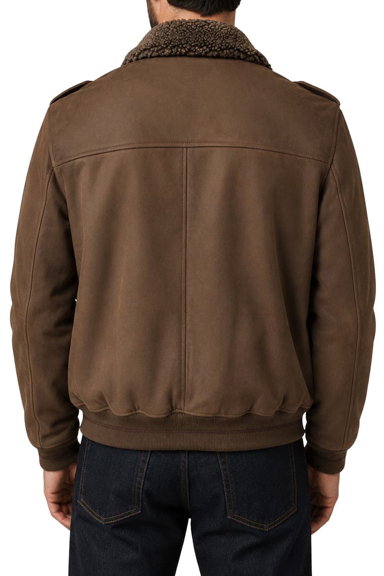 Flight Style Leather Jacket, Alternate, color, BROWN