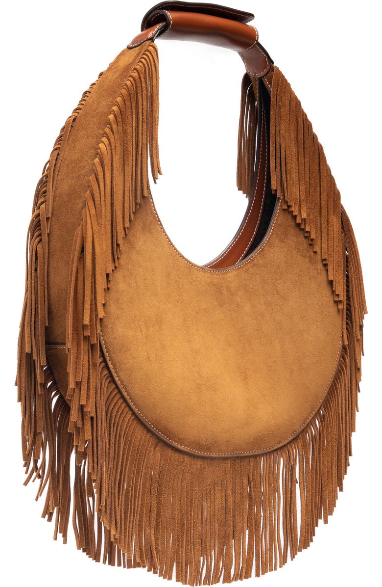 STAUD Moon Fringe Suede Top Handle Tote, Alternate, color,
