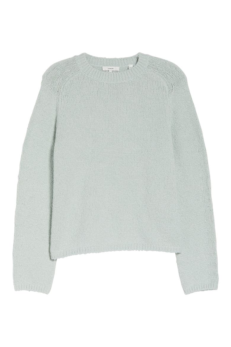 Crewneck Organic Cotton Blend Pebbled Sweater, Alternate, color, MINT