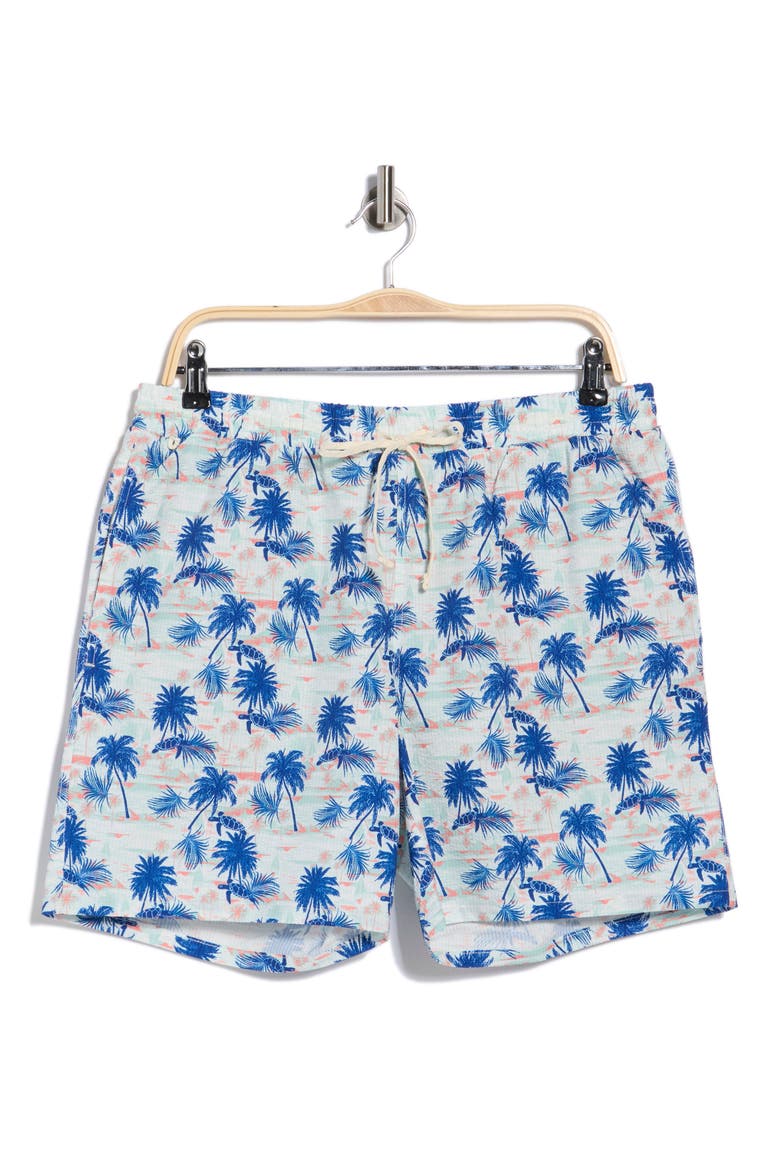 Sea Turtle Seersucker Swim Trunks, Alternate, color, SEA SALT COMBO