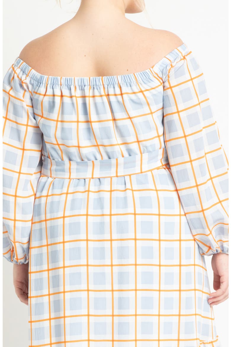 Check Print Off the Shoulder Long Sleeve Maxi Dress, Alternate, color, CHECKS AND BALANCES