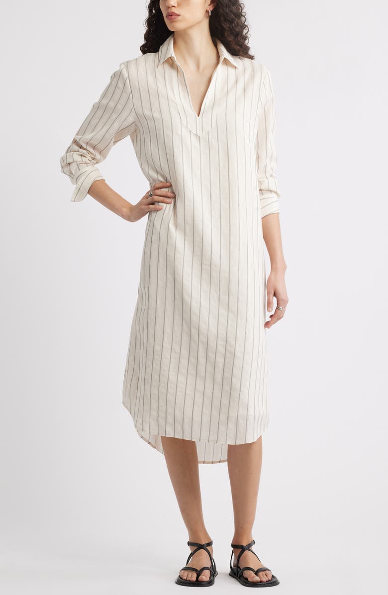 Nordstrom Tunic Shirtdress, Main, color, Beige Burnt Mal Stripe