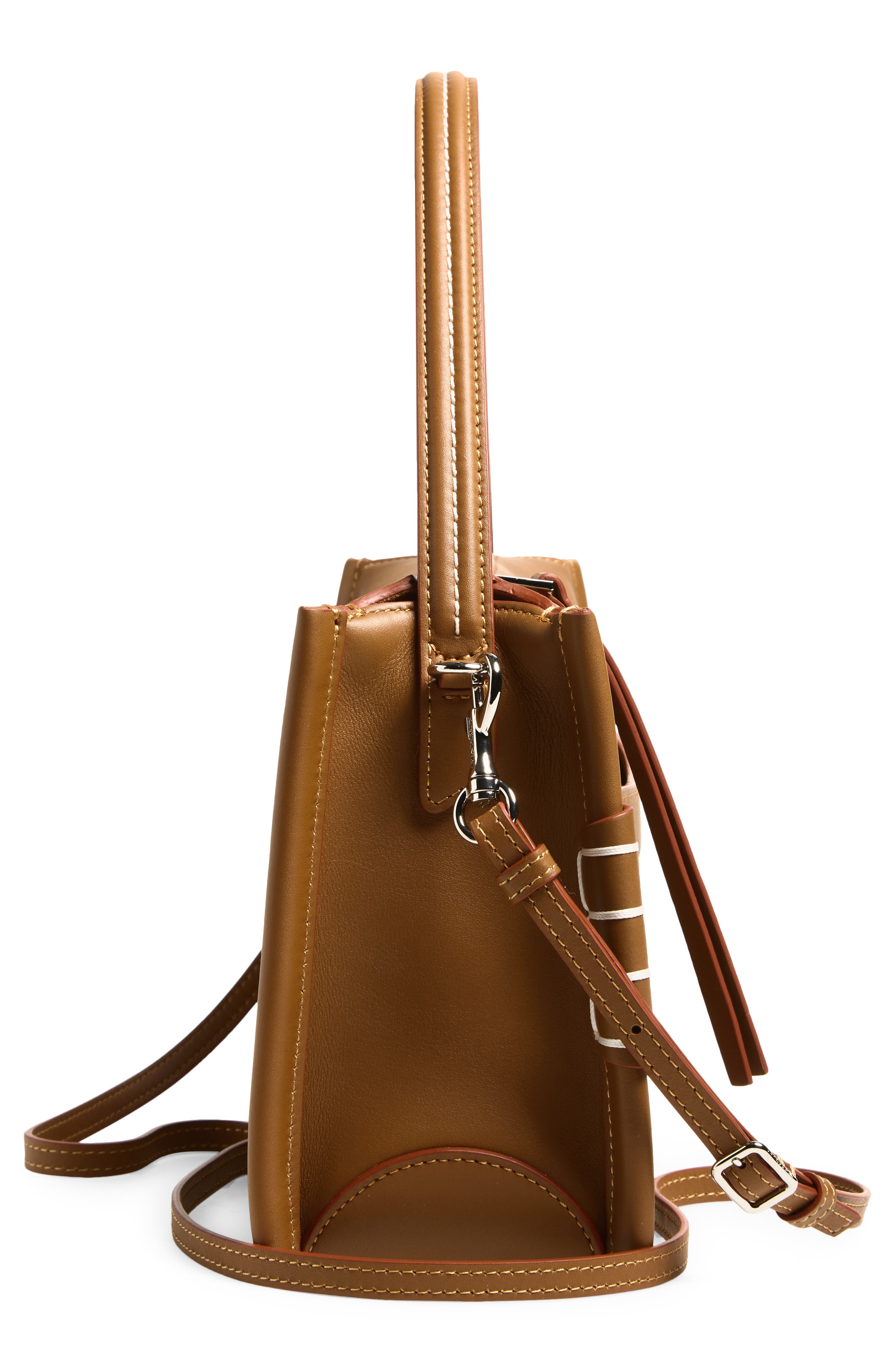 Small Loafer Leather Top Handle Bag, Alternate, color, TAN