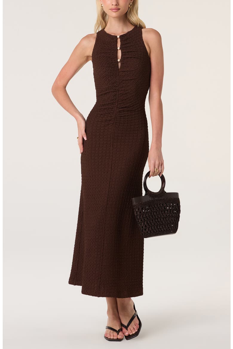 Skyla Sleeveless Midi Dress, Alternate, color, BROWN
