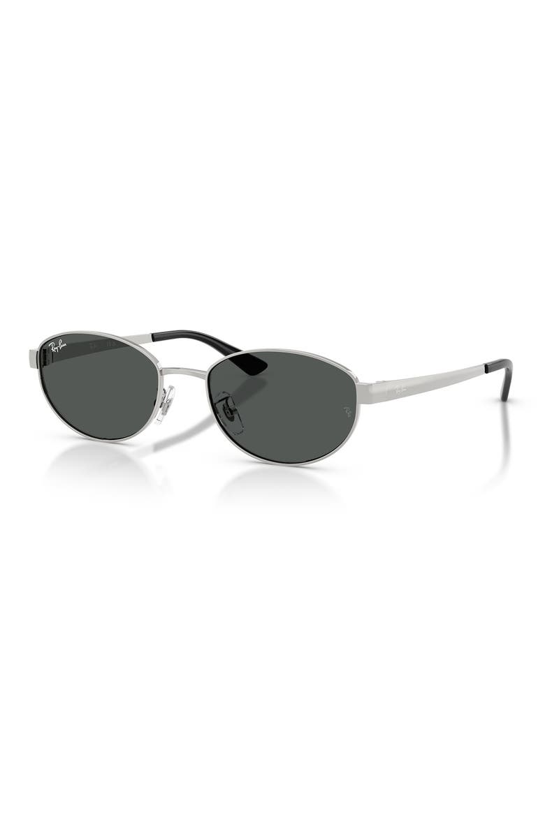 55mm Oval Sunglasses, Alternate, color, SILVER / DARK GREY