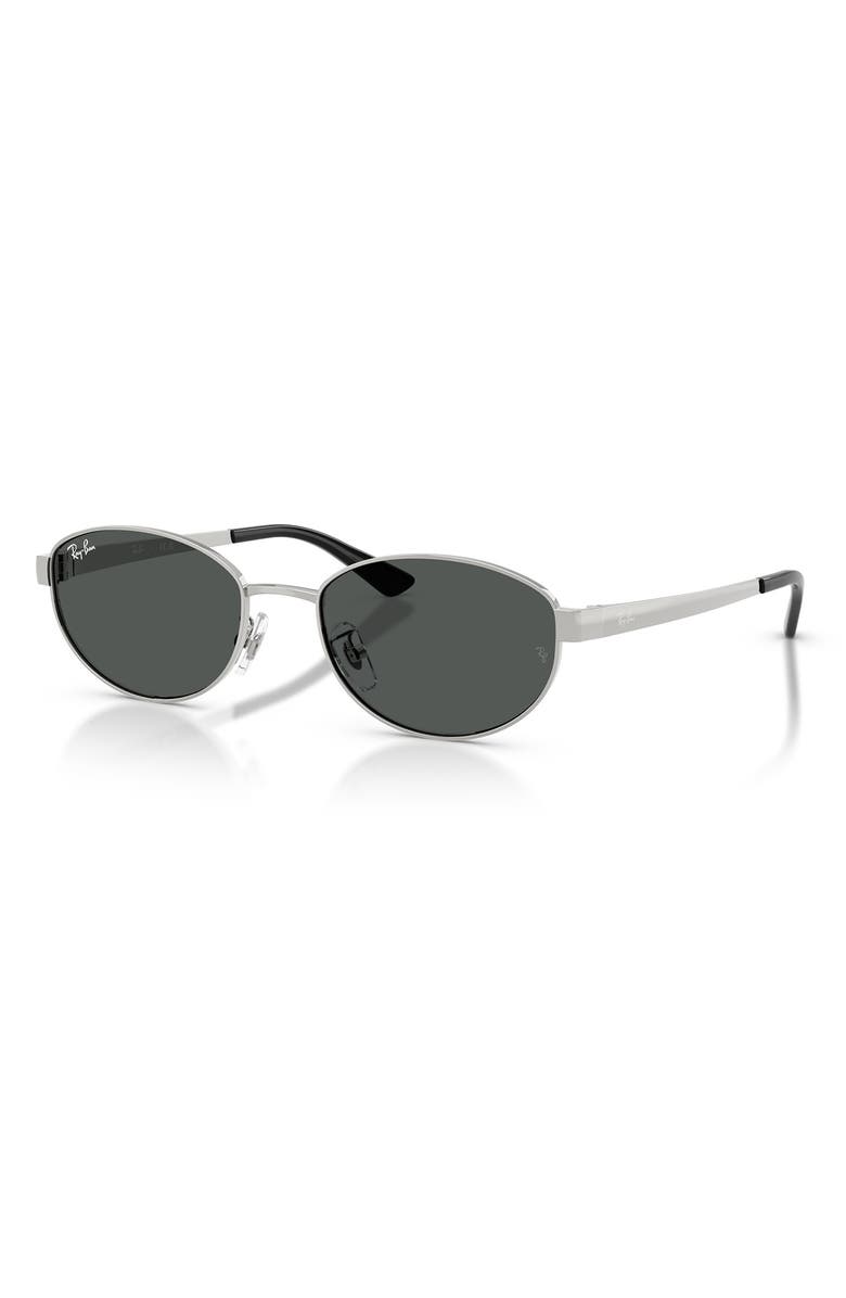 Ray-Ban 55mm Oval Sunglasses, Alternate, color, Silver / Dark Grey