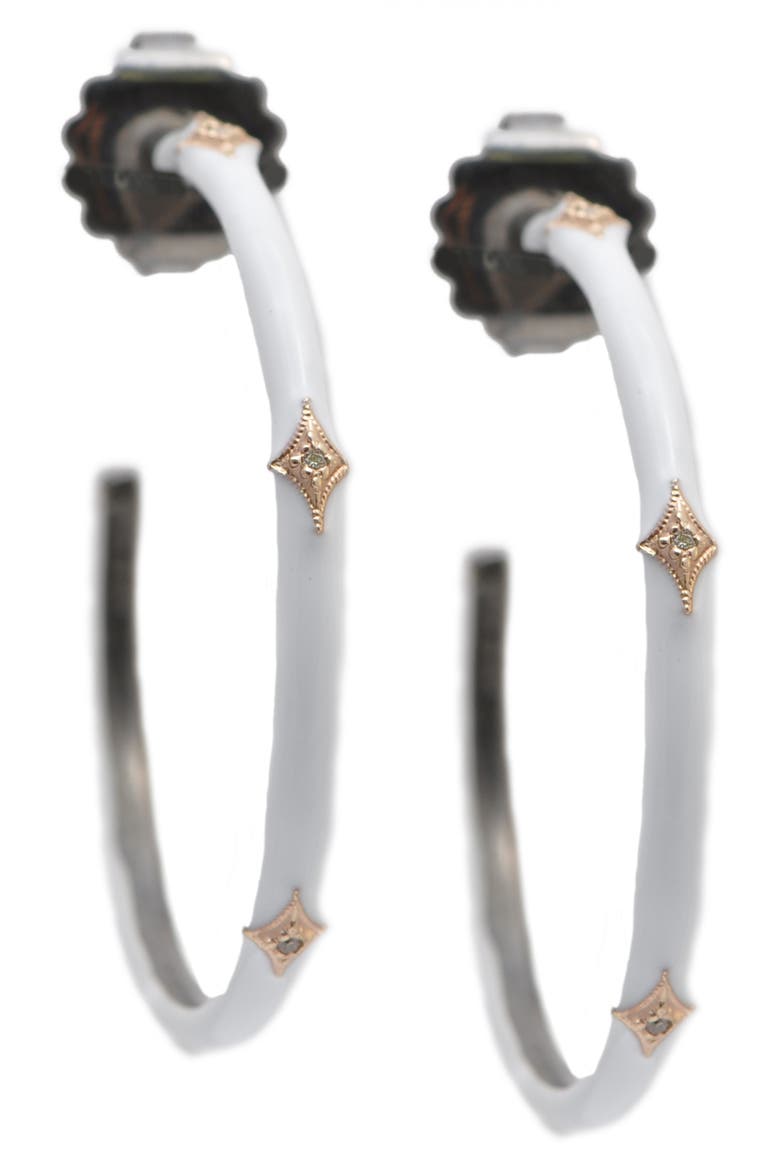 Crivelli White Enamel Diamond Hoop Earrings, Main, color, WHITE