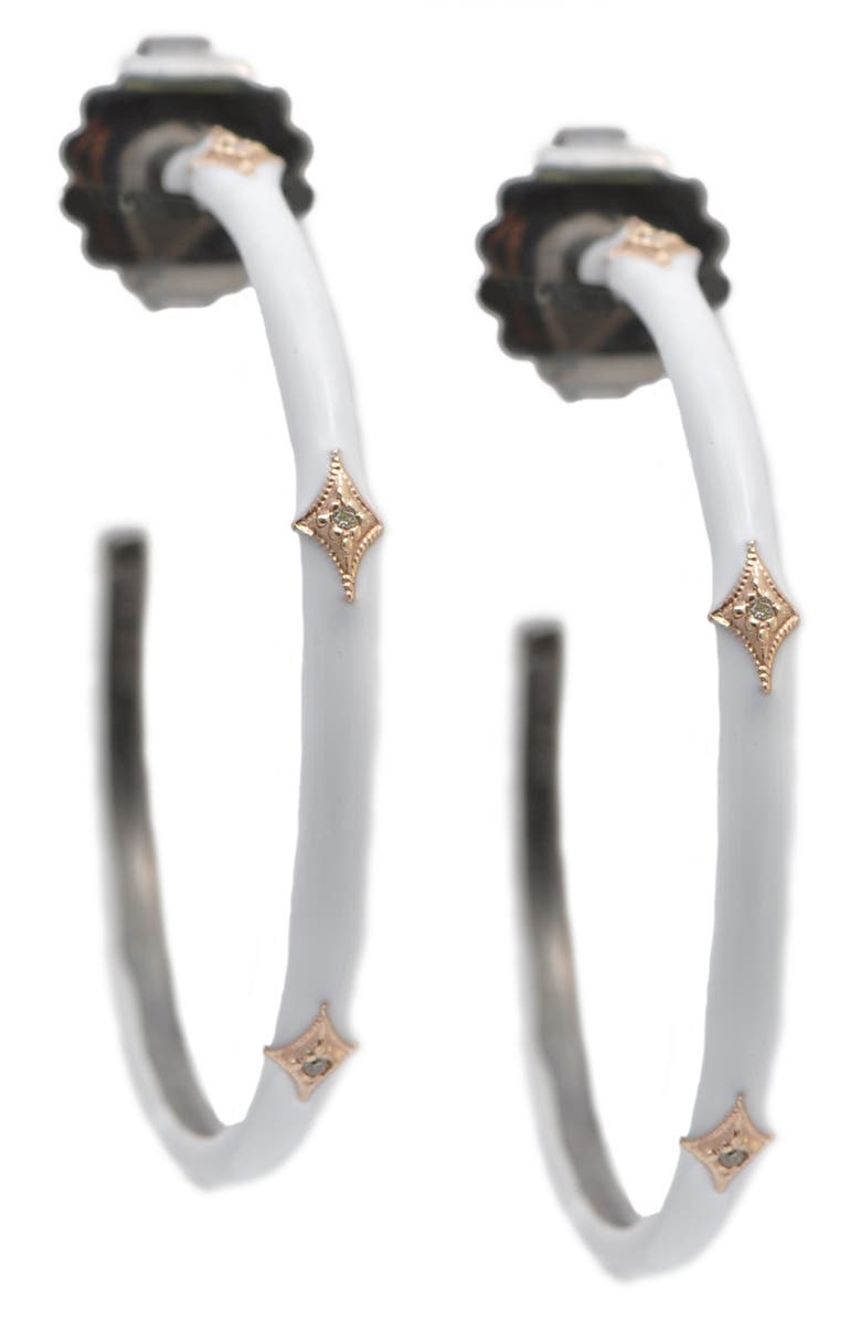 Armenta Crivelli White Enamel Diamond Hoop Earrings, Main, color, White