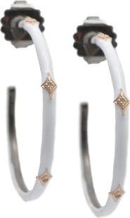 Armenta Crivelli White Enamel Diamond Hoop Earrings