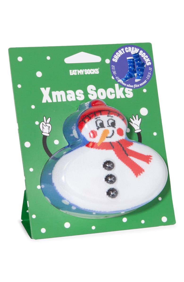 doiy Xmas Snowman Crew Socks, Alternate, color, Blue