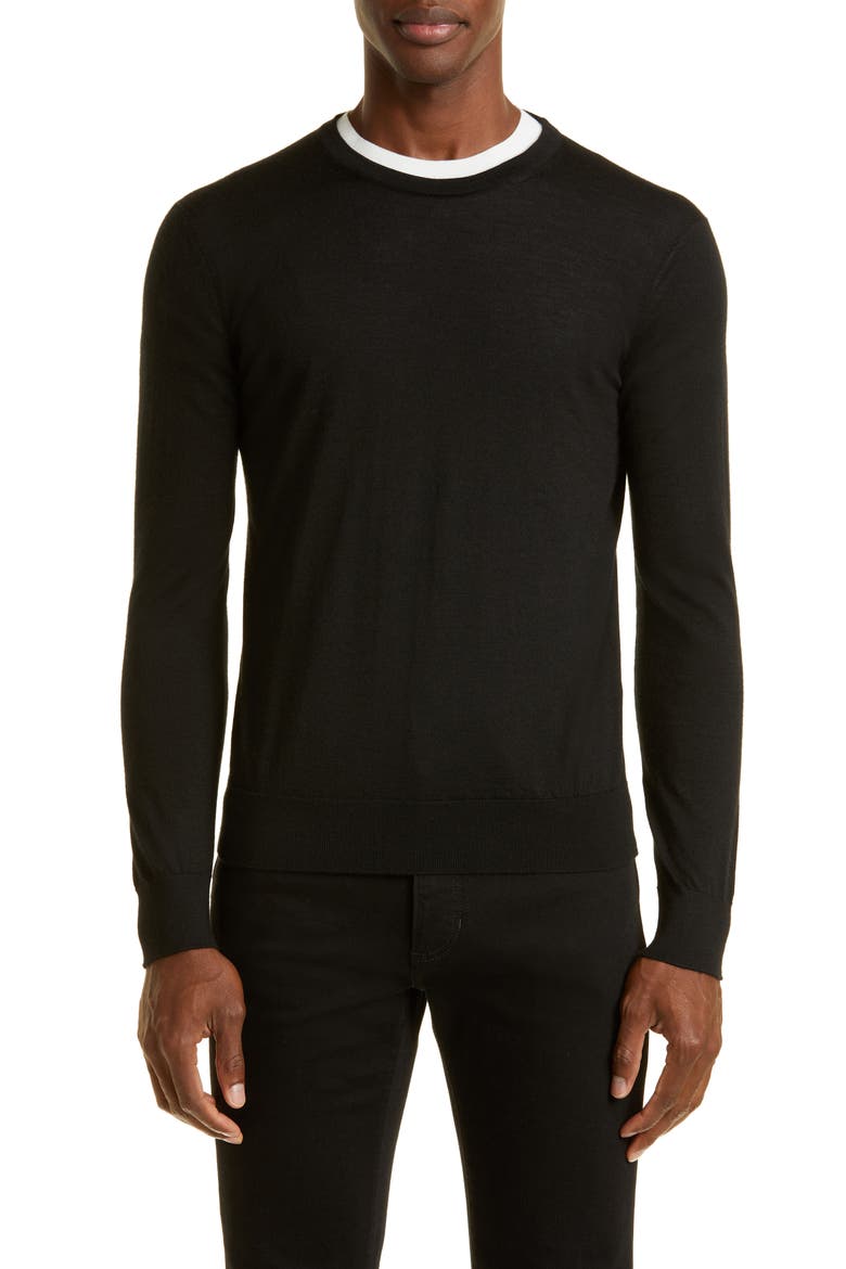 Men's Cashseta Cashmere & Silk Sweater, Main, color, BLACK