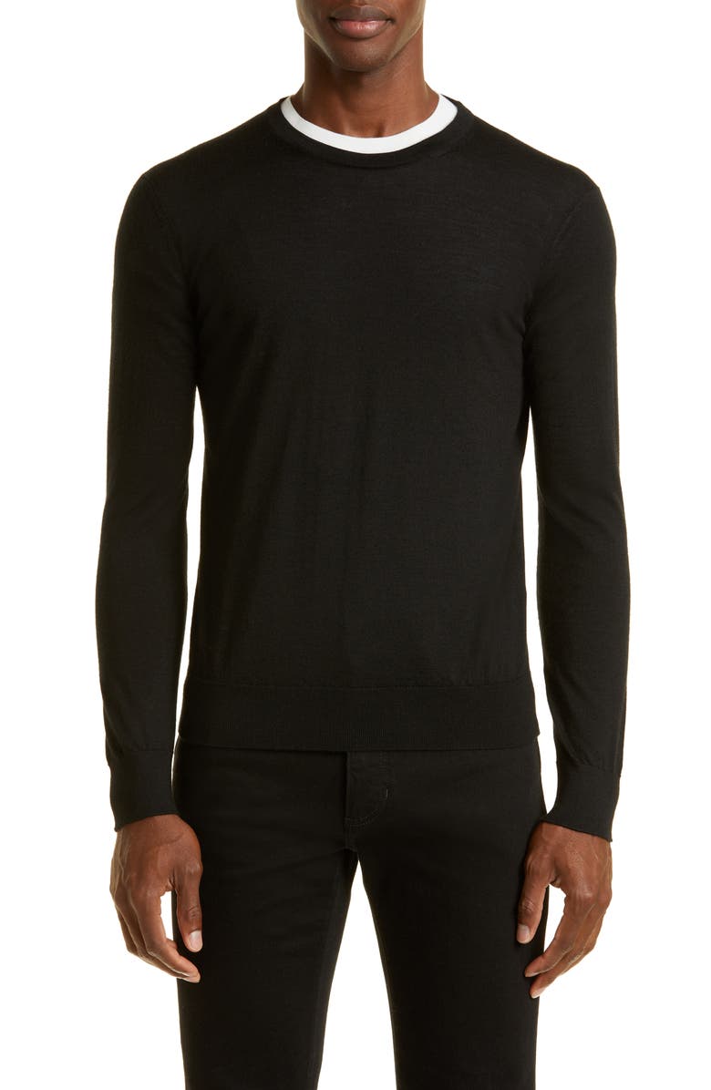 ZEGNA Men's Cashseta Cashmere & Silk Sweater, Main, color, Black