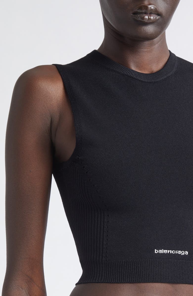 Balenciaga Sporty Athletic Crop Sleeveless Sweater, Alternate, color, 1000 Black