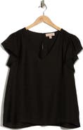 PHILOSOPHY REPUBLIC CLOTHING V-Neck Flutter Sleeve Top