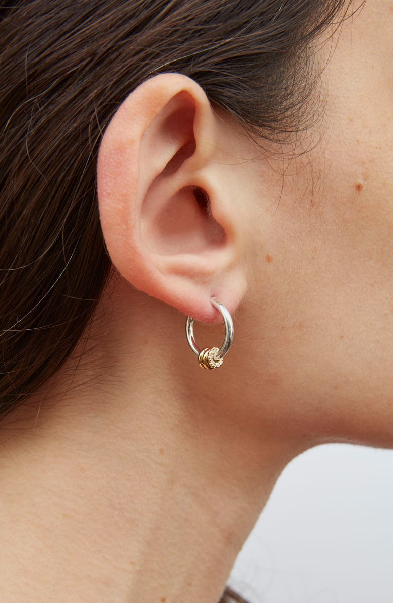 Spinelli Kilcollin Ara Diamond Hoop Earrings, Alternate, color, Silver/ Yellow Gold