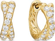 David Yurman Pavé Crossover Hoop Earrings in 18K Gold with Diamonds, 12mm