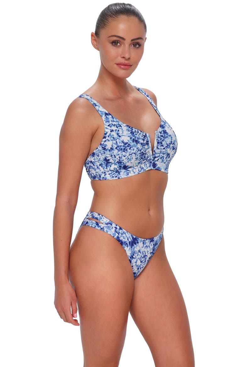 Dora Double Tab Bikini Swim Bottoms, Alternate, color, Island Ink Rib