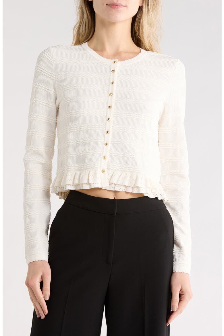 Cropped Ruffled Cardigan, Main, color, IVORY