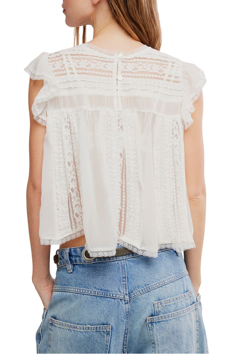 Free People Sun Drenched Lace Trim Crop Top, Alternate, color, Ivory