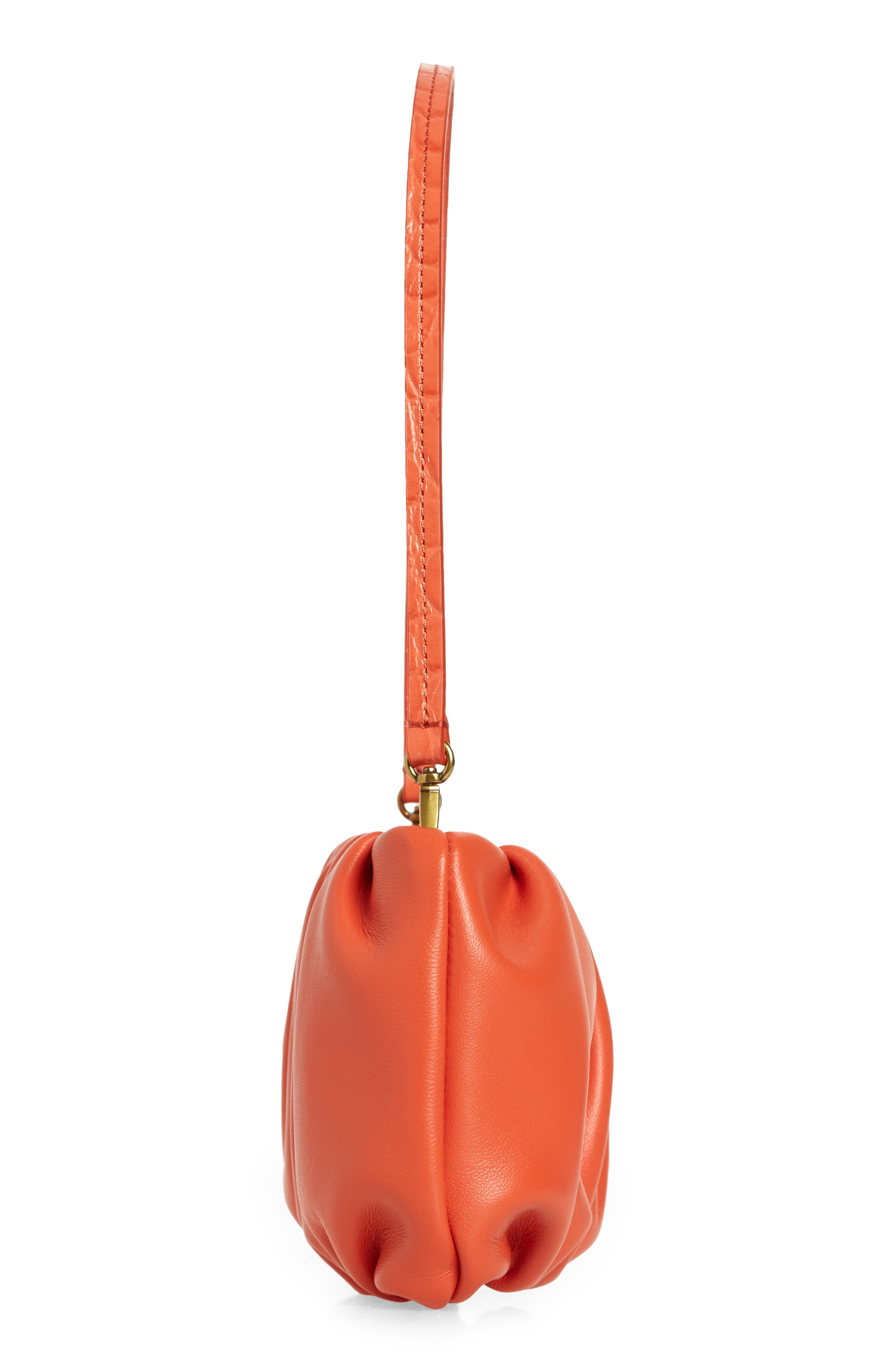 STAUD Bean Leather Clutch, Alternate, color, Blood Orange