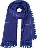 Mer St. Barth Yaser Shaw Cashmere Pashmina Pompom Shawl