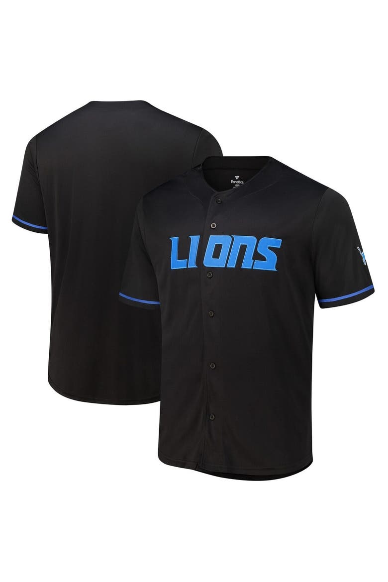 Men's Fanatics  Black Detroit Lions Pop Full-Button Jersey, Main, color, Black