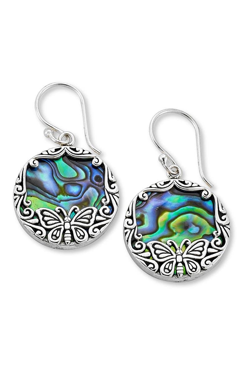 Abalone Drop Earrings, Main, color, BLUE AND GREEN