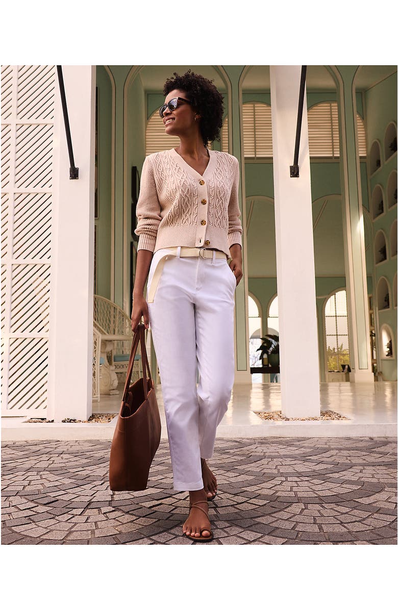 Lands' End Mid Rise Classic Straight Leg Chino Ankle Pants, Alternate, color, White