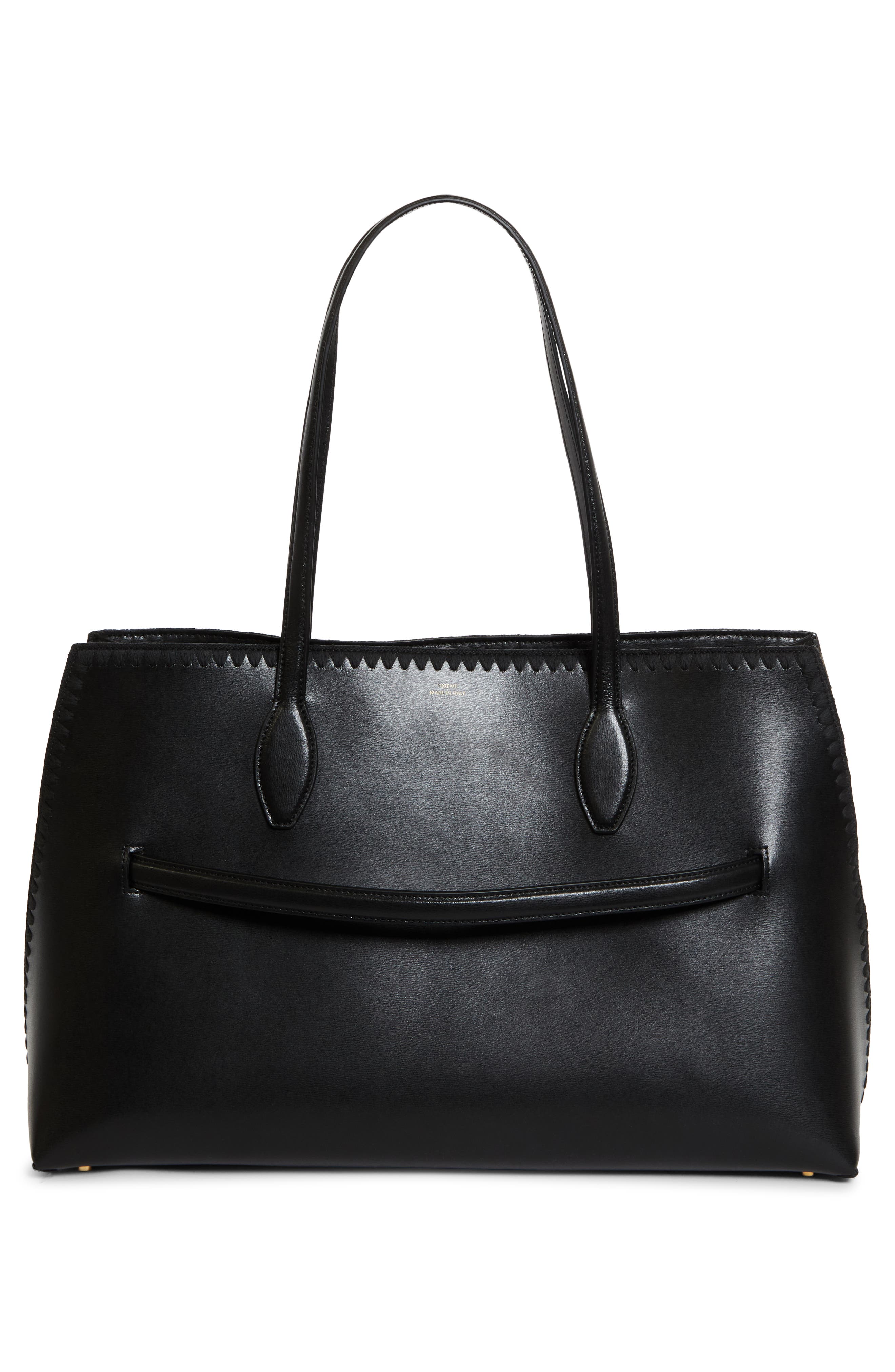 TOTEME Lounge Belted Leather Tote, Alternate, color, Black