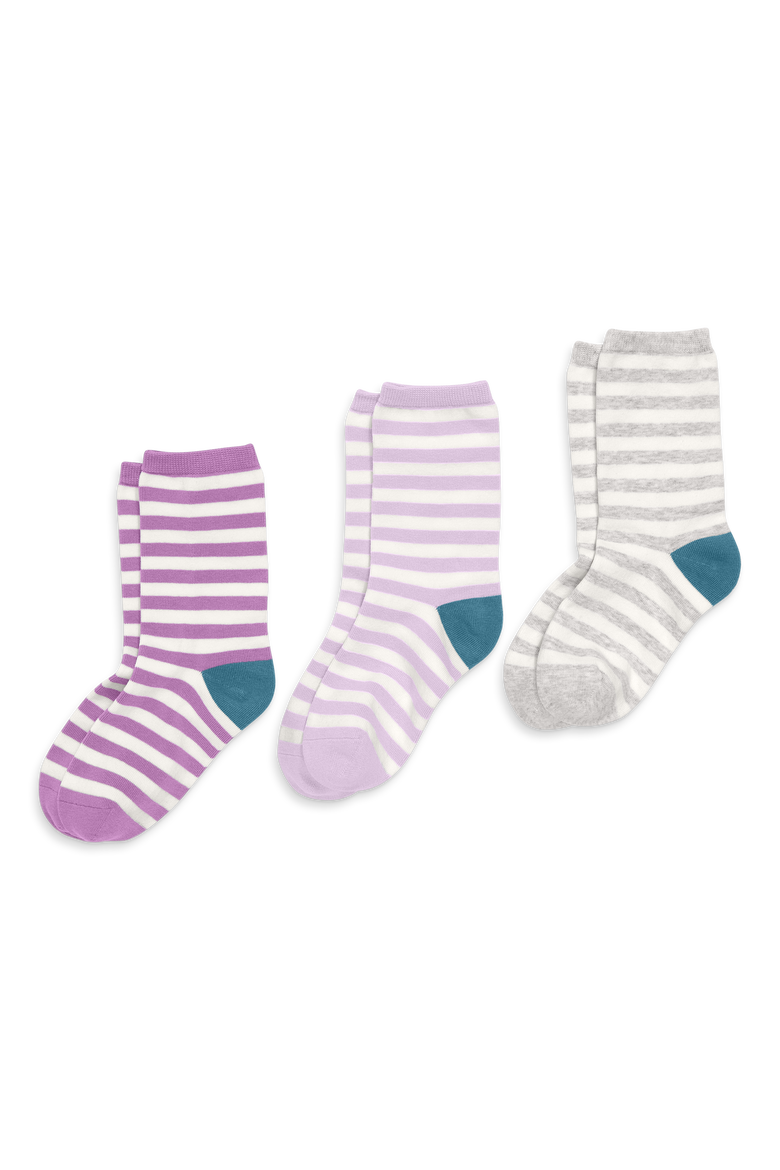 Kids Crew Sock 3-Pack In Stripe, Main, color, Lavender Mix