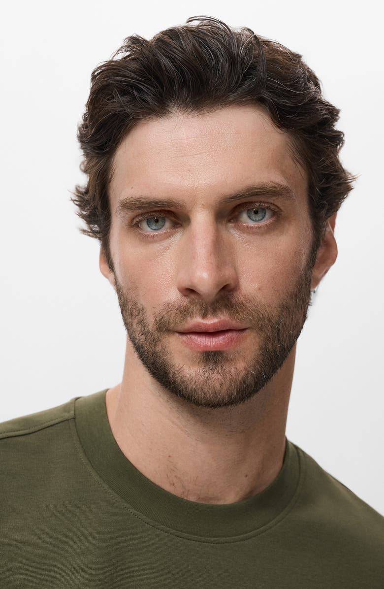 MANGO Relaxed Fit Heavyweight Cotton Blend T-Shirt, Alternate, color, Khaki Green