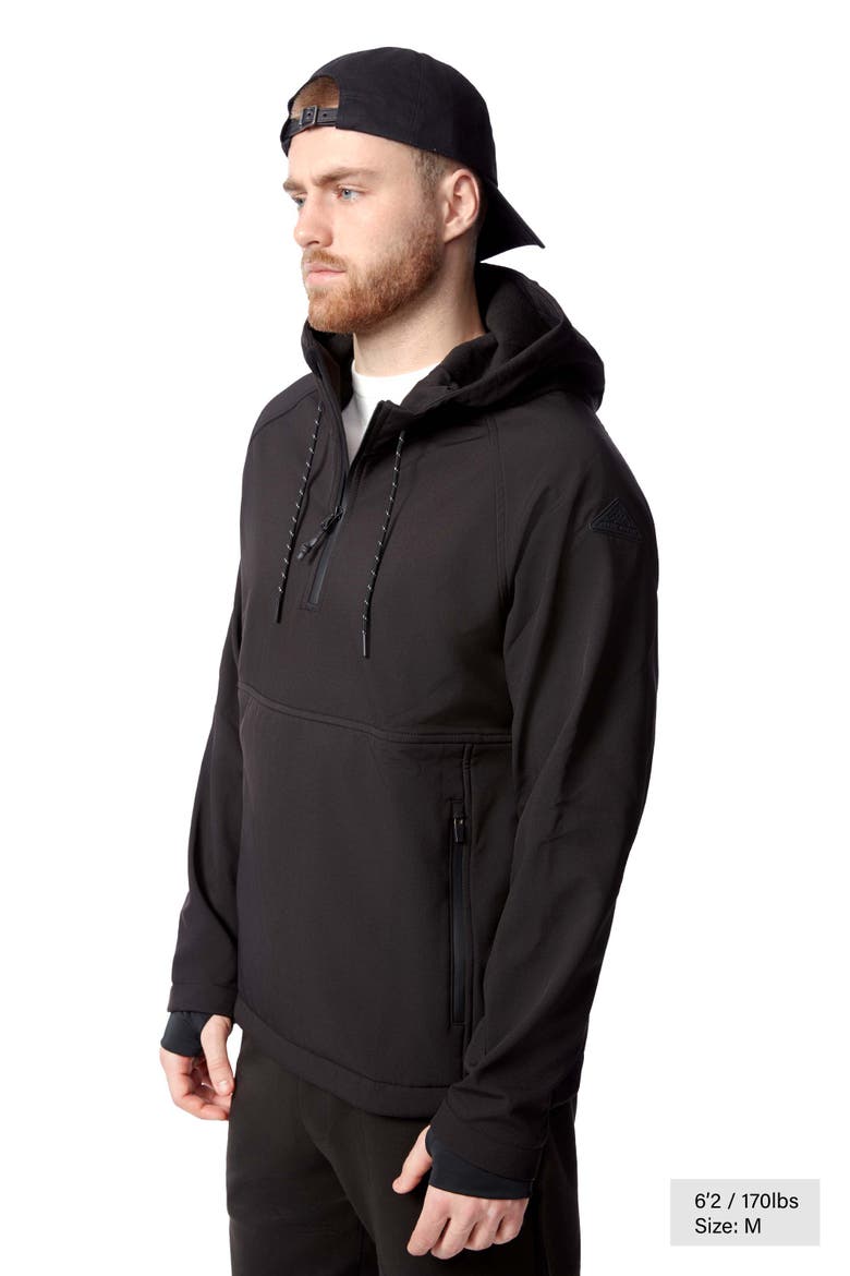 Vargas - Men's Water-repellant Hooded Pullover Softshell, Alternate, color, BLACK