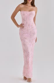 HOUSE OF CB Anisa Hand Beaded Strapless Maxi Dress